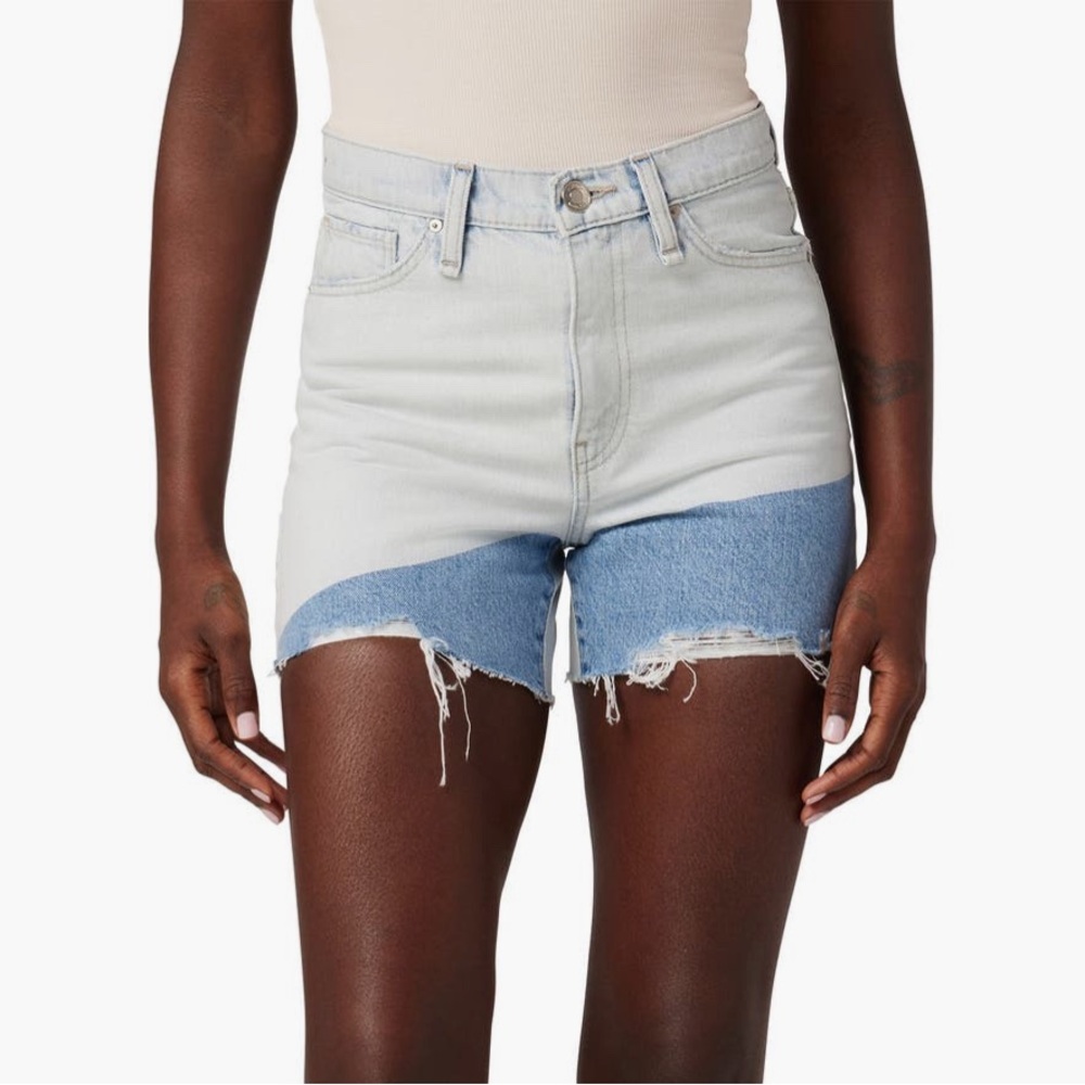 Hudson Jeans Devon High Waisted Two-Tone Denim Women Shorts